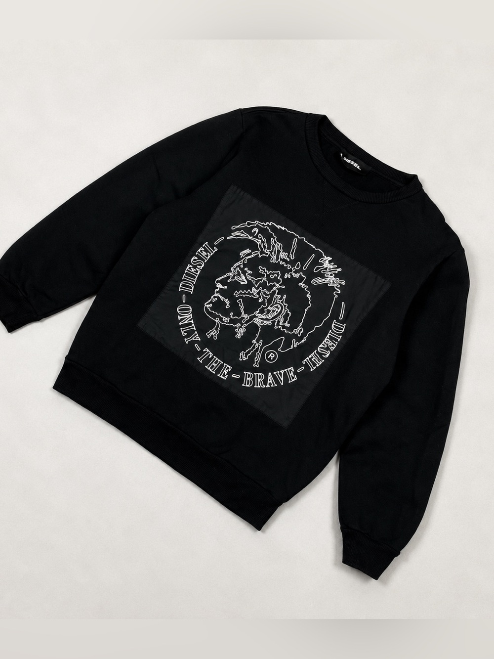 Diesel Black Crewneck Sweatshirt with White Graphic only the brave
